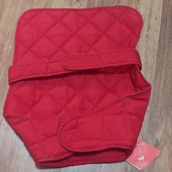 Quilted dog vest red Medium velcro - Picture 2 of 4